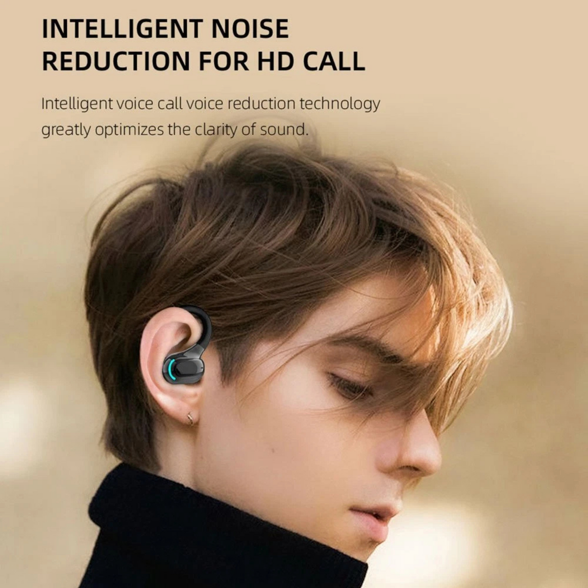 Wireless Earpiece Bluetooth 5.2 Headset with Mic Black