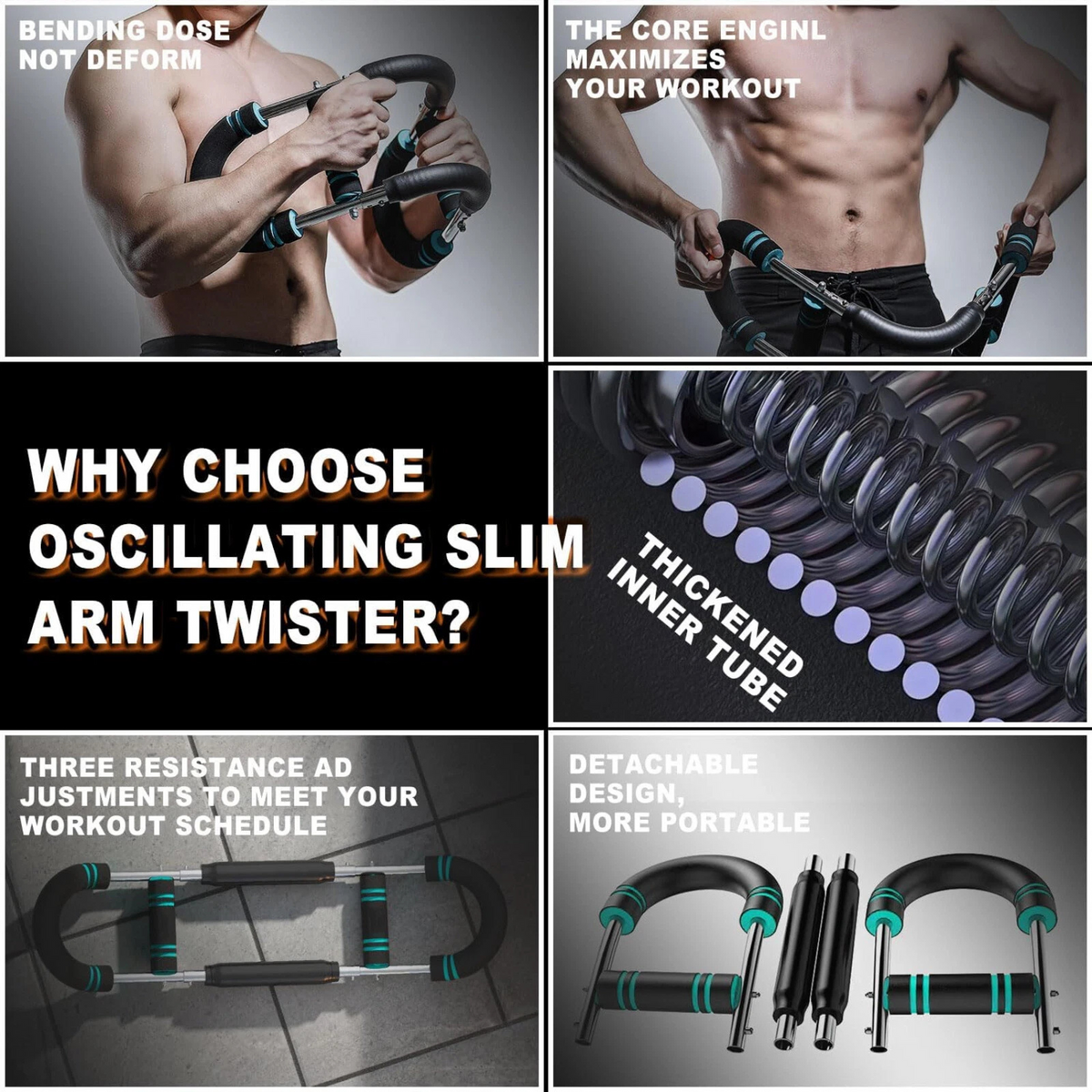 Twister Arm Exerciser Adjustable Training Bar Strength Forearm Chest 40kg