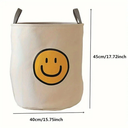 Large Foldable Laundry Basket Storage Bin Smiley Face Fun Design