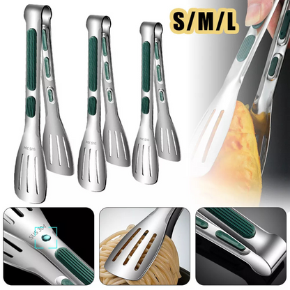 S+M+L Grill Meat Bread Serving Clip Anti-Slip Stainless Steel Kitchen Food Tongs