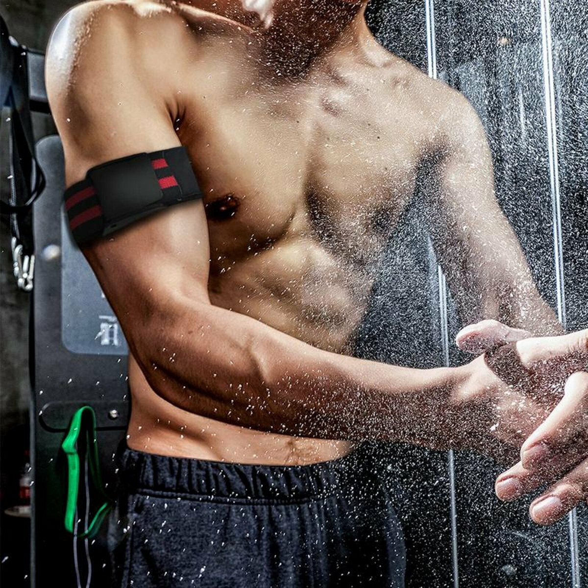 Red Wrist Support Straps Wraps Muscle Bodybuilding Weight Lifting Gym Training