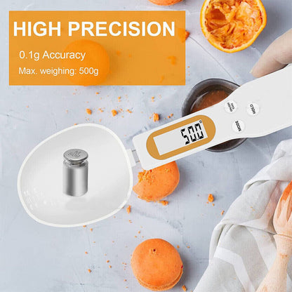 Electronic Food Scale Spice Weight Measuring Spoon Digital LCD Display White