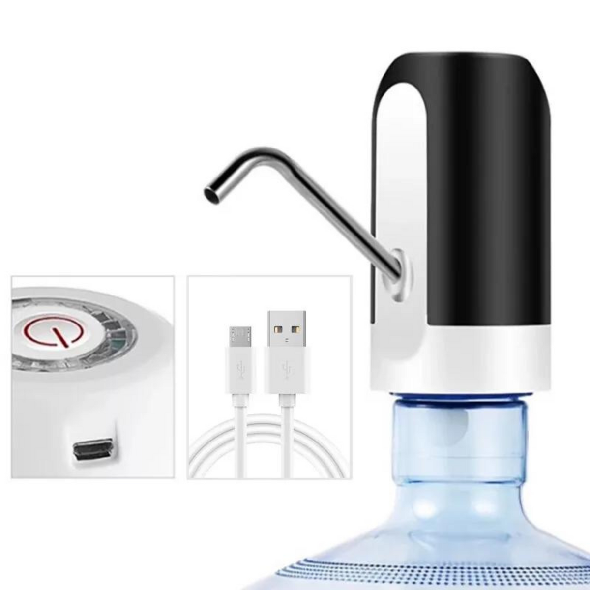 Black Drinking USB Button Electric Water Bottle Pump Dispenser