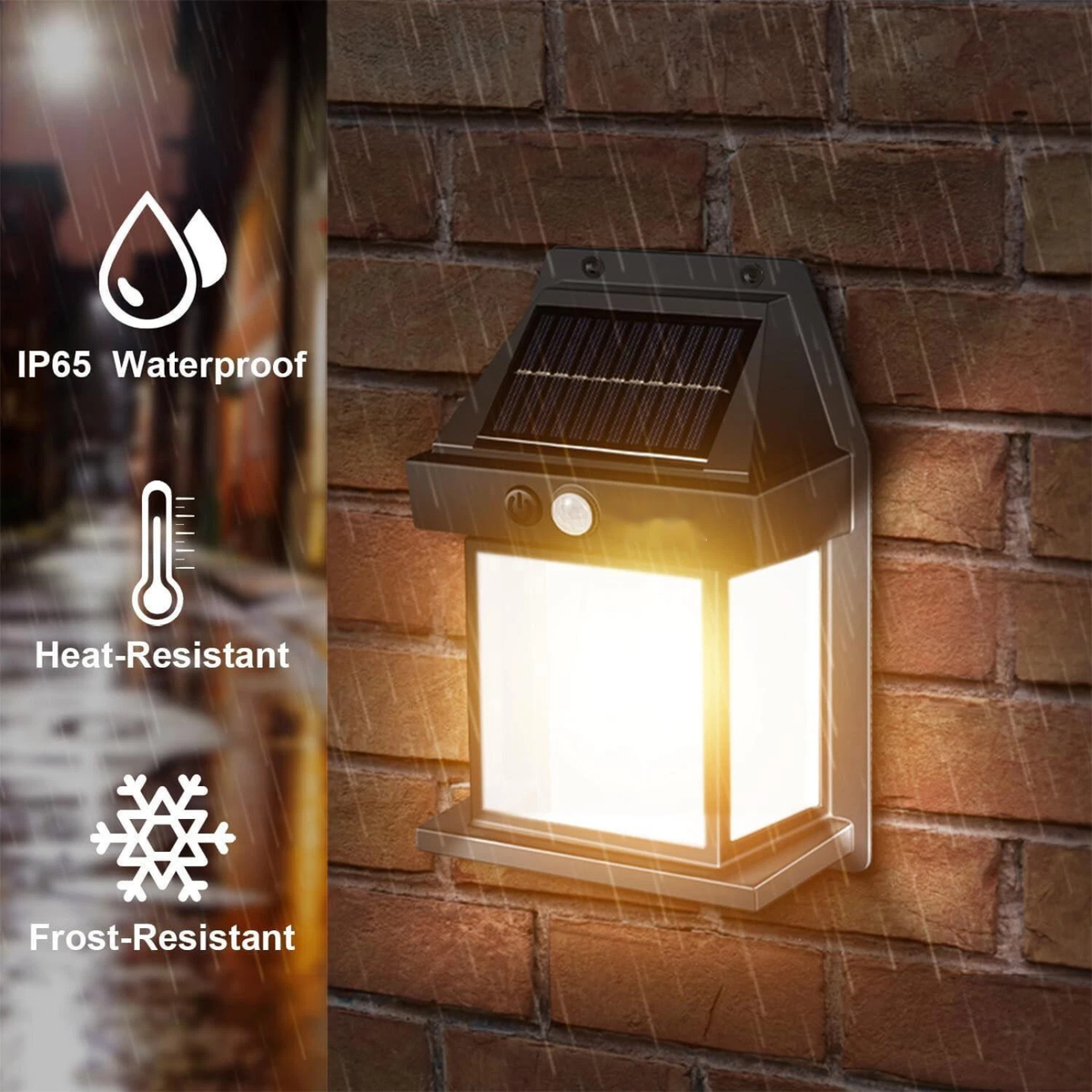 Solar Wall Light Vintage Motion Sensor Black Fixture Outdoor Garden Lighting