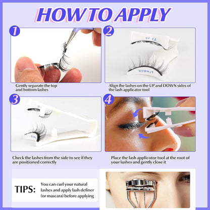 Natural Magnetic Eyelashes 5-9mm Reusable Lashes Kit Applicator No Glue Needed