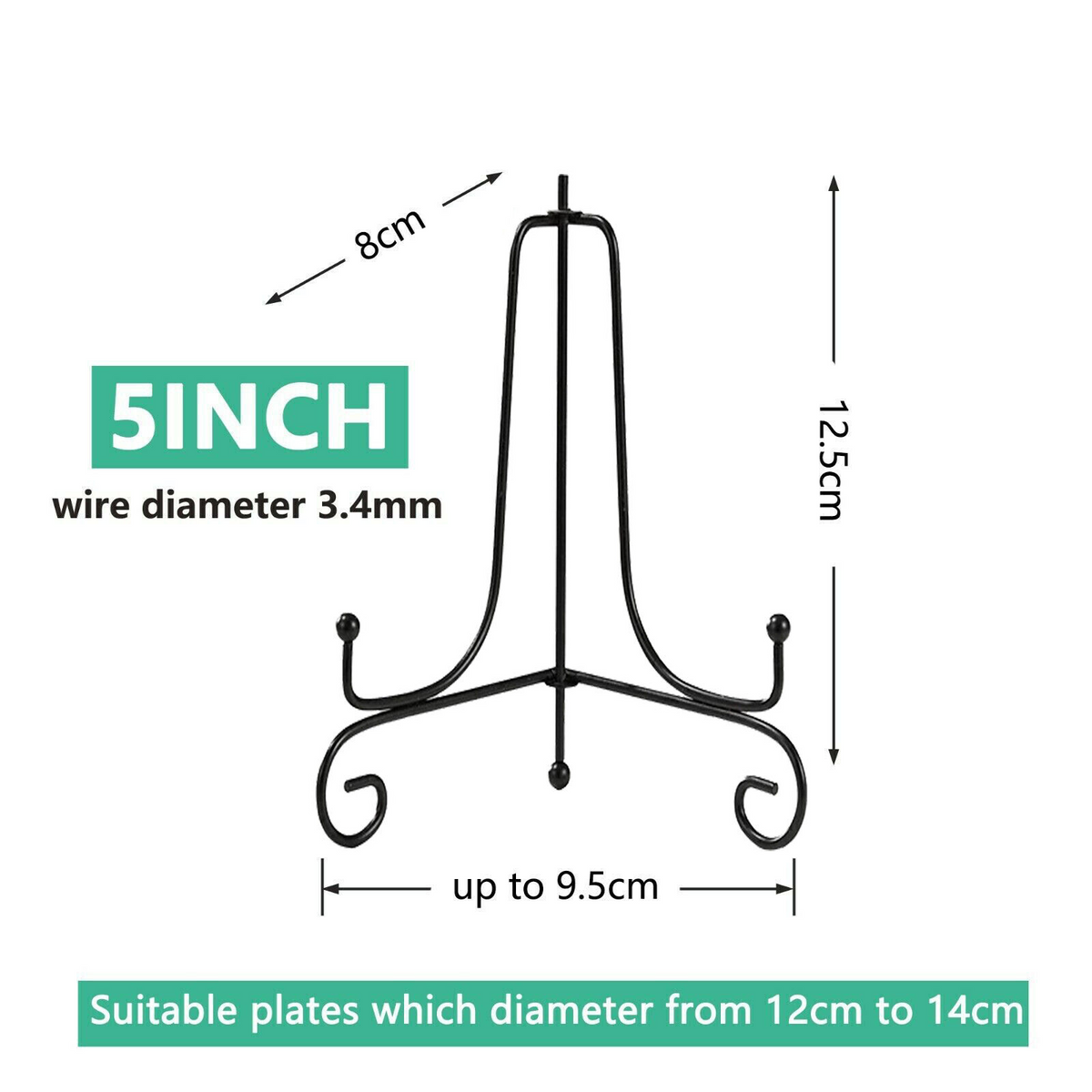 5inch Photo Picture Bowl Dish Book Holder Plate Stands Iron Display Easel Frame