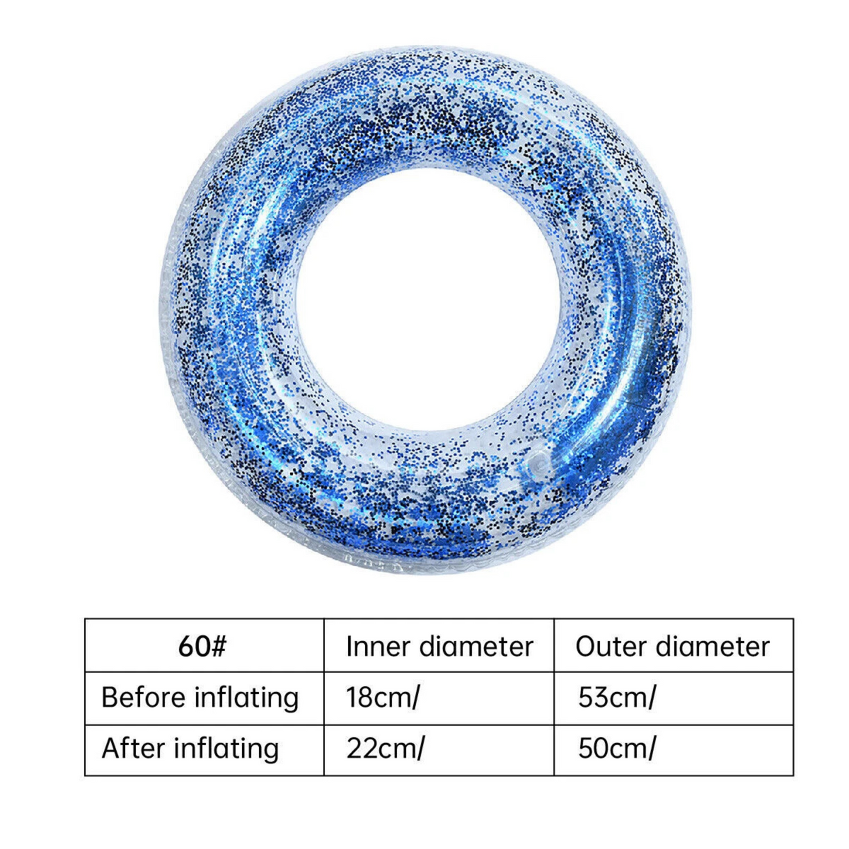Adult Transparent Inflatable Swim Ring 60 cm PVC Float Tube for Adults