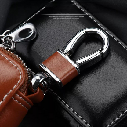 Pouch Remote Zipper Bag Car Key Fob Case Leather Holder Auto Key Cover Brown