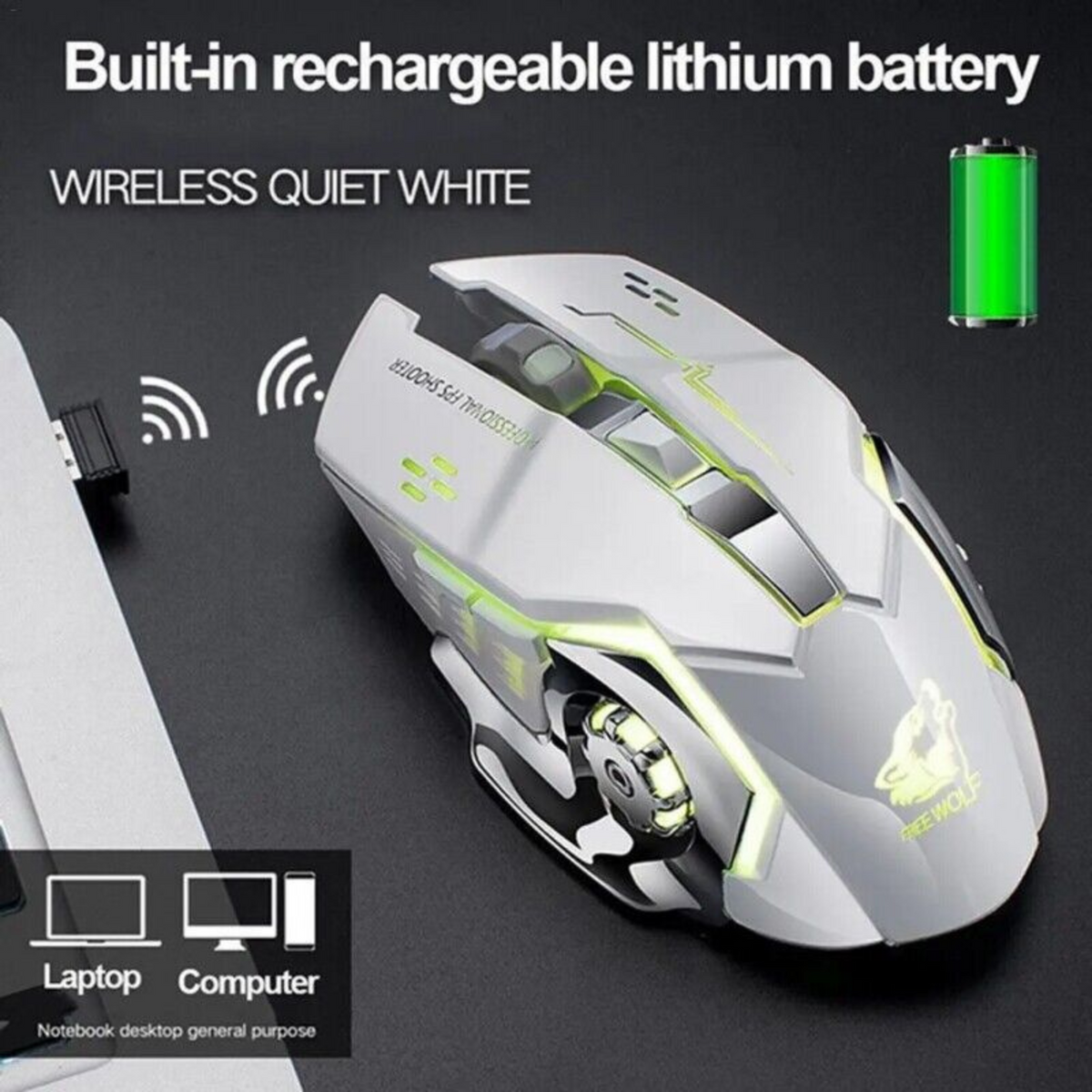 Optical RGB Backlit Wireless Gaming Mouse Ergonomic Recharge PC Laptop Desktop