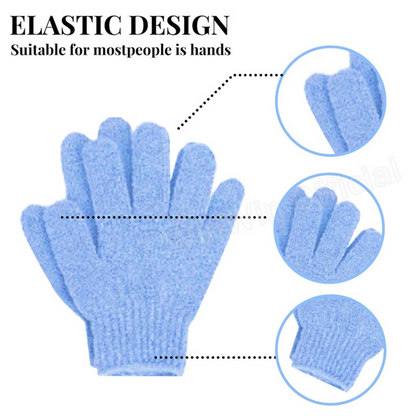 Spa Body Hand Scrub Towel 1 Pair Exfoliating Gloves Bath Shower Massager Blue