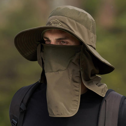 Flap Hat Wide Brim Unisex Cap Face Neck UV Sun Protection Hiking Fishing Army
