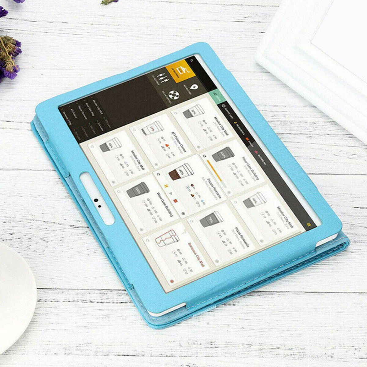 10.1 Inch Android Tablet PC Universal Shockproof PU Flip Stand Case Cover Blue