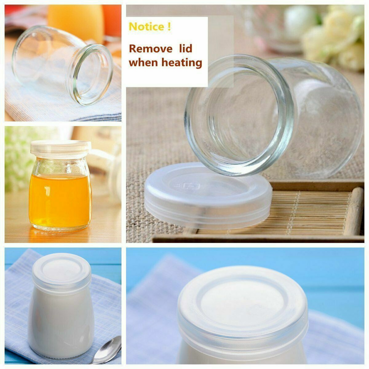 Milk Parfait +Lids Jars Bottle Glass Pudding Jars Glass for Yogurt Milk 200ML