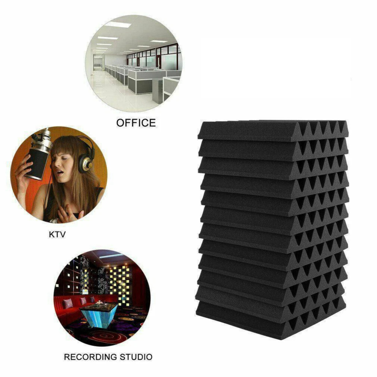 Acoustic Foam Studio Sound Absorption Wall Panel Noise Reduction Set 24x