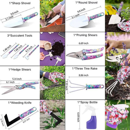 10pcs Gardening Lovers Gardening Tool Set Shovel Harrow Potted Flower
