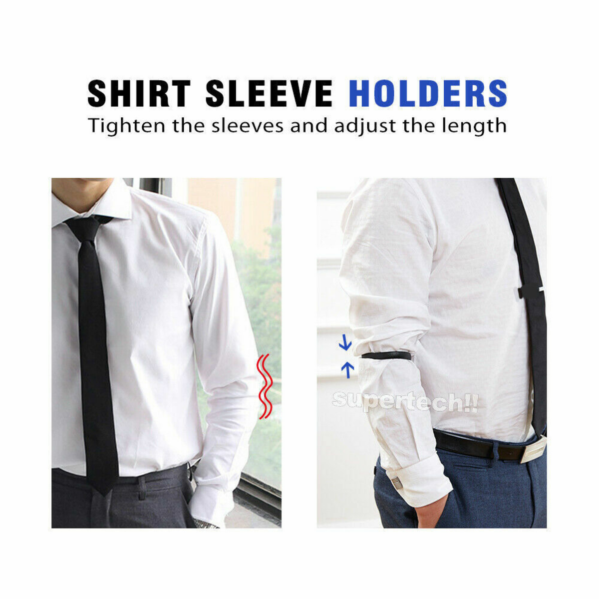 1 Pair Black Elastic Armbands Shirt Sleeve Holders Men Ladies Gift Fashion