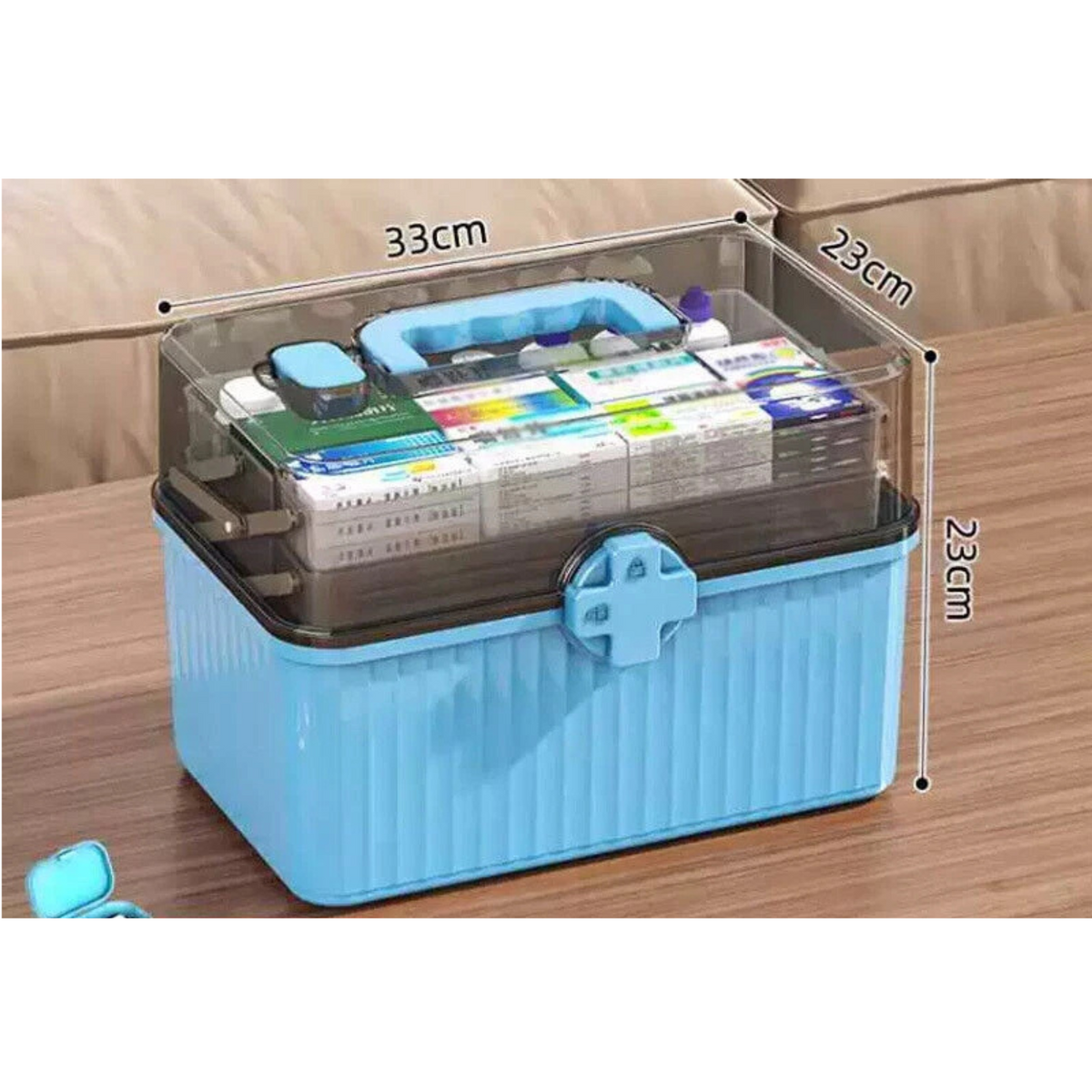 Large Capacity Blue Multi Layer Medicine Cabinet Storage for Home Use