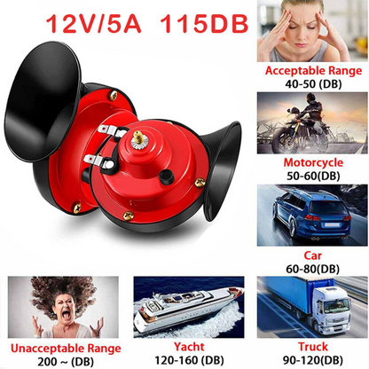 Super Loud Horn Snail Motorcycle 2pcs Super Horn 12V 300DB Car Truck Boat Train