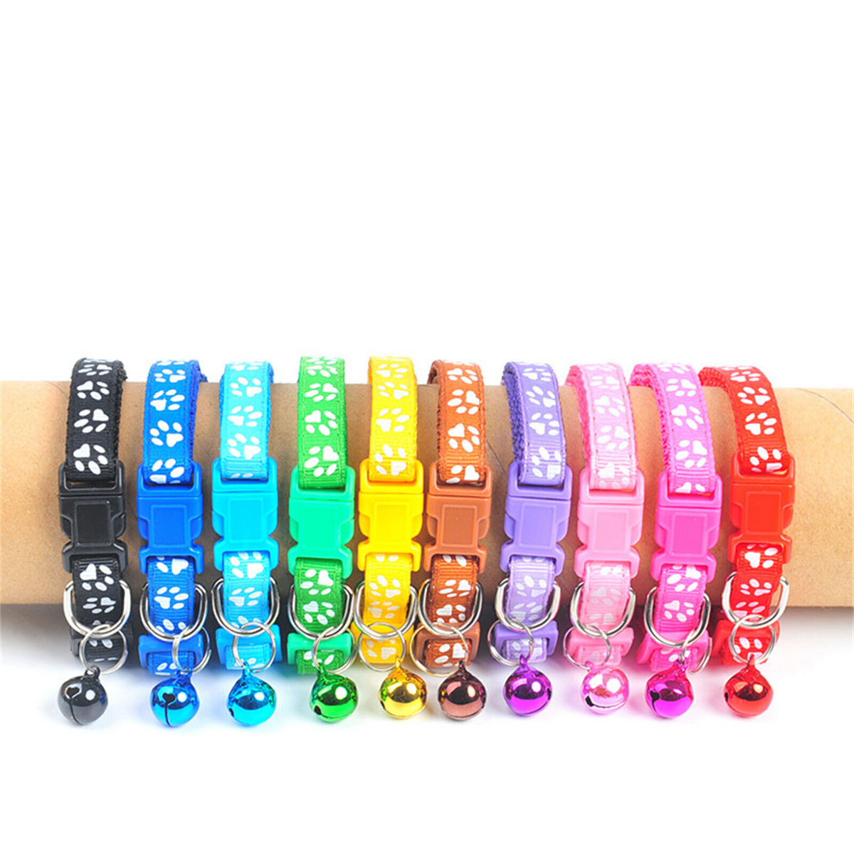 12pcs Adjustable Collar Bell Colours Pet Puppy Kitten Whelping ID Dog Ca