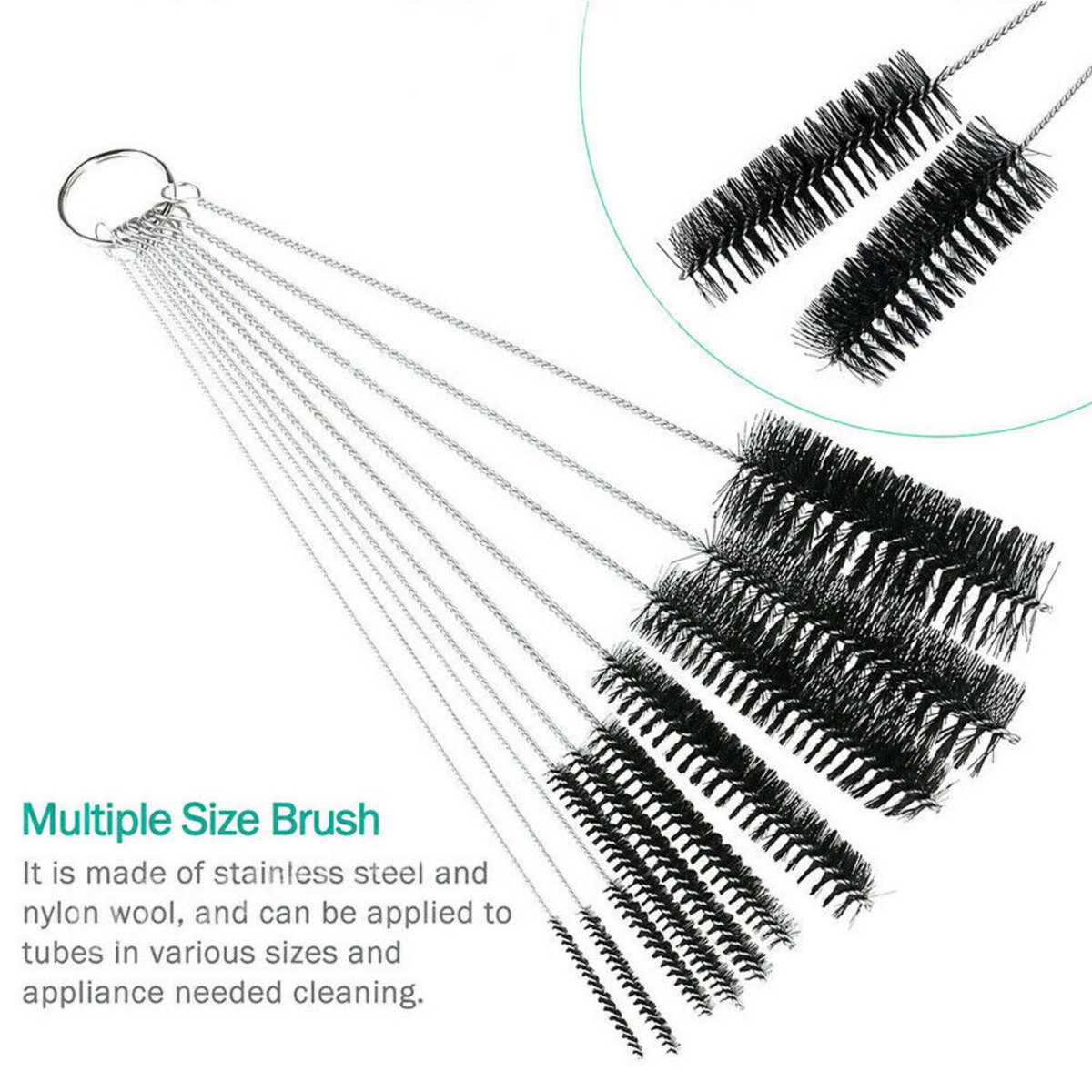 Cleaner Bottle Glass 10Pcs Nylon Straw Brush Set Tube Pipe Small Long Cleaning