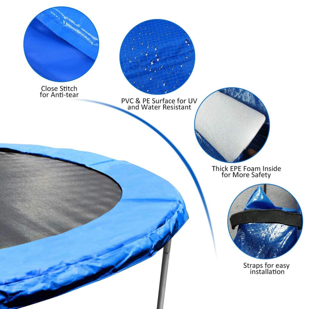 Outdoor 8FT Trampoline Pad Cover Replacement Soft Safety Jumping Mat Cushion