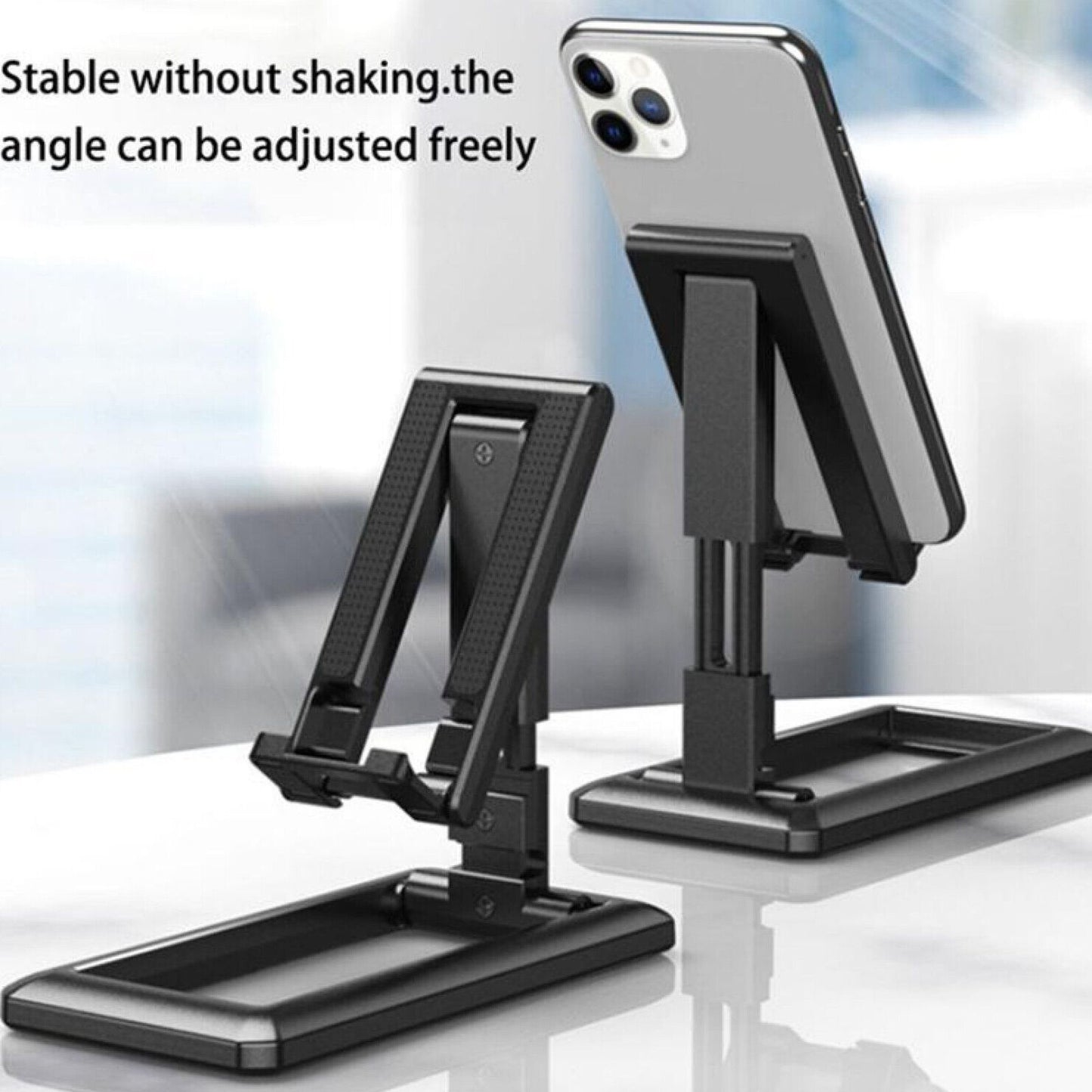 Mobile Phone Tablet Black Desk Stand Universal Foldable Adjustable Holder