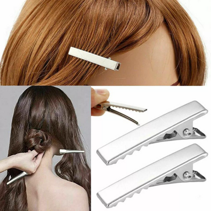 10x Silver 41mm Accessories Kids Women Hair Clips Blank Alligator Silver Metal