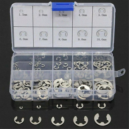 Ring Assorted 1.5 - 10mm C Circlip Kit Retaining 200X Stainless Steel E Clips