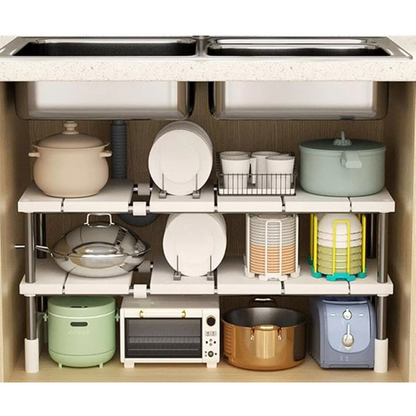 Adjustable Expandable Kitchen Cabinet Shelf Organizer Rack Storage