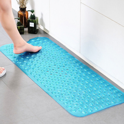 Blue Anti Non Slip Rubber Sucker Bathtub 100x40cm Bath Shower Mat Extra Large