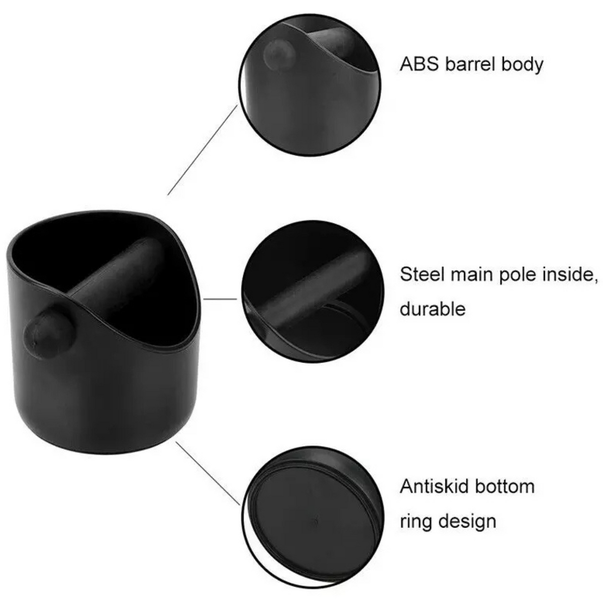 Box Tamper Tube Bin Black Bucket Coffee Waste Container Grinds Knock