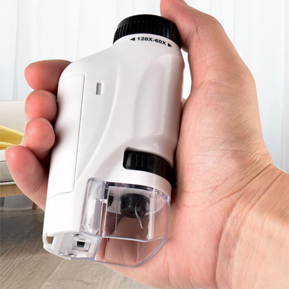60X-120X Handheld Magnification Lens With LED Lighted Kids Pocket Microscope
