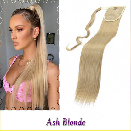 Human Natural Hair Extensions Pony Tail Hair Wrap Ash blonde