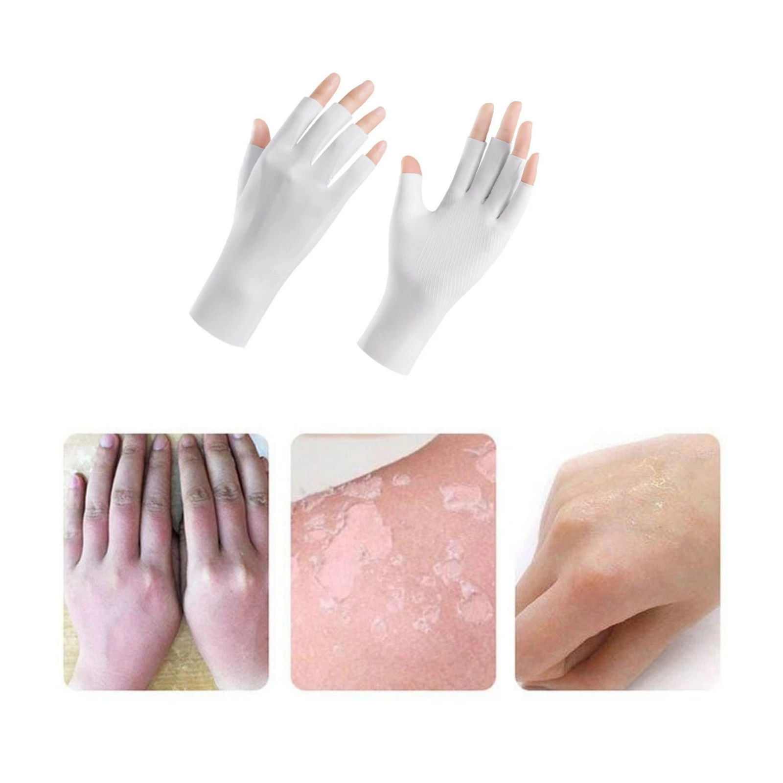 Sunscreen Breathable Gloves Nail Protection White Lightweight UV Shield Summer