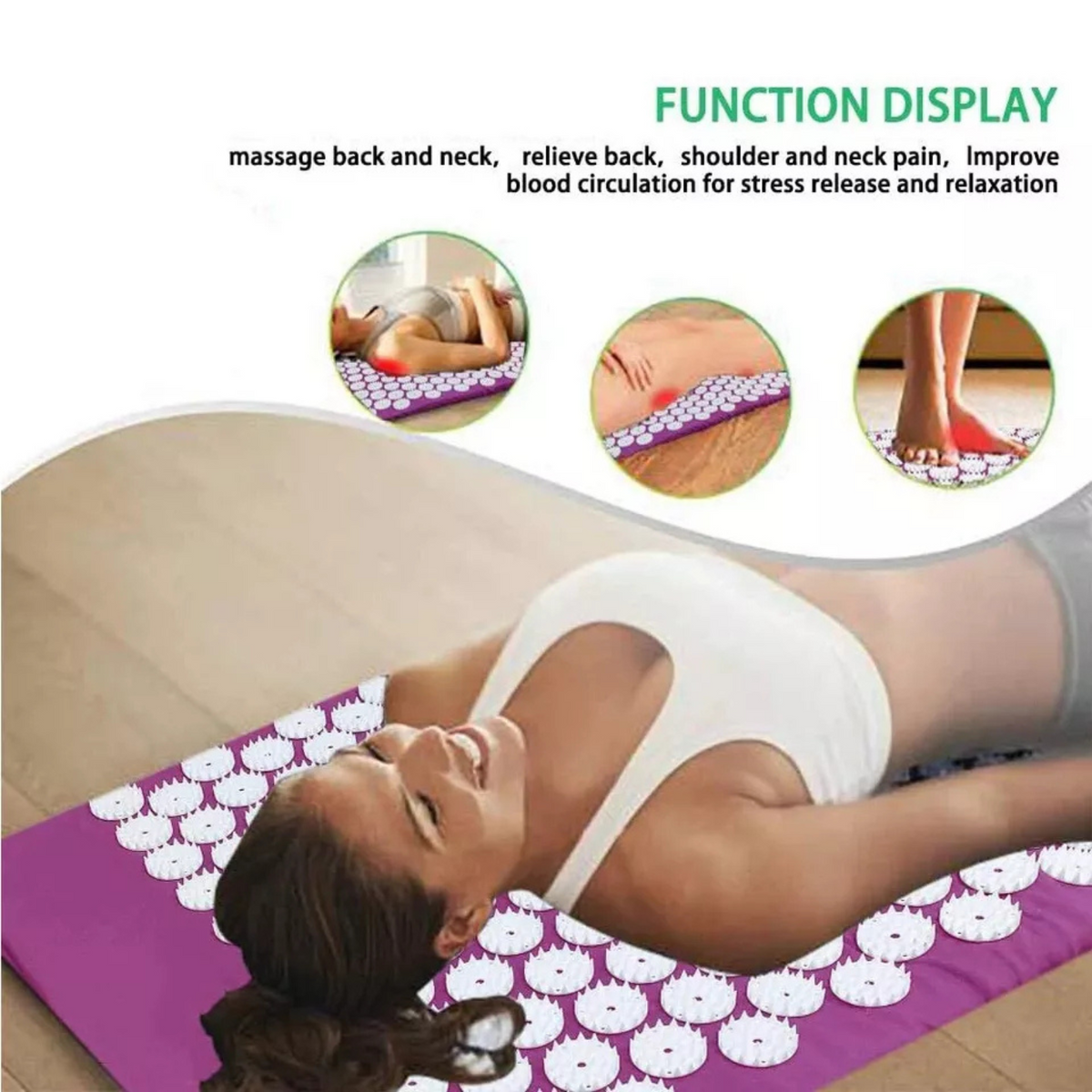 Mats Cut Pain Stress Soreness Massage Acupressure Yoga Shakti Sit Lying Purple