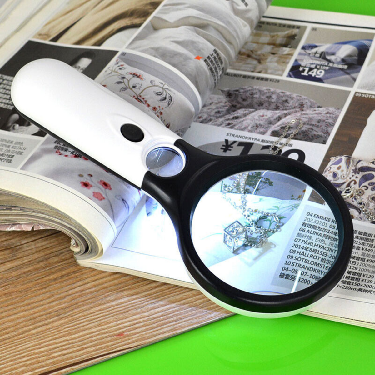 3LED Light Magnifying Glass Jewelry Loupe 45X Handheld Magnifier