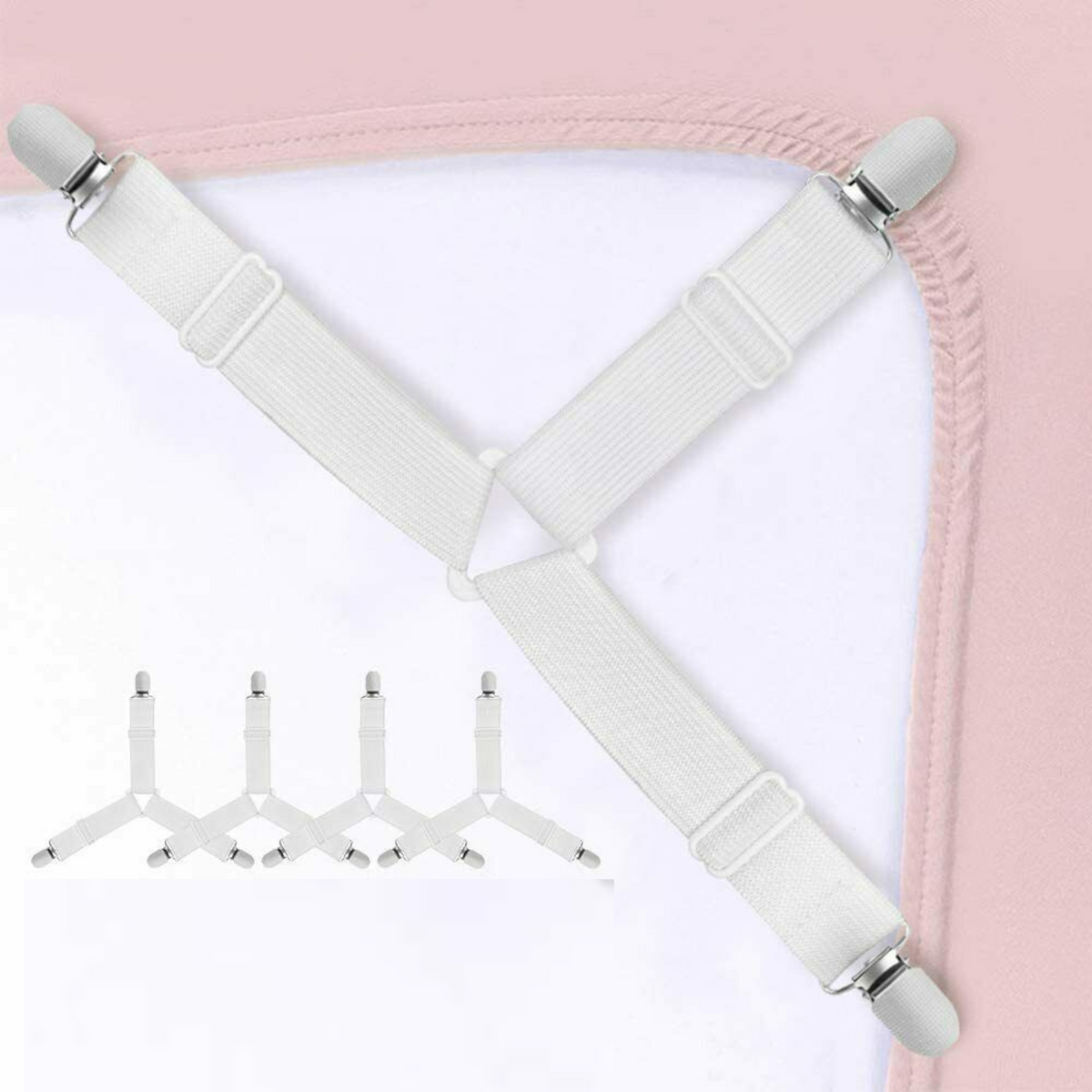 Suspender Straps Mattress Holder 4PCS Triangle Bed Sheet Grippers Clips