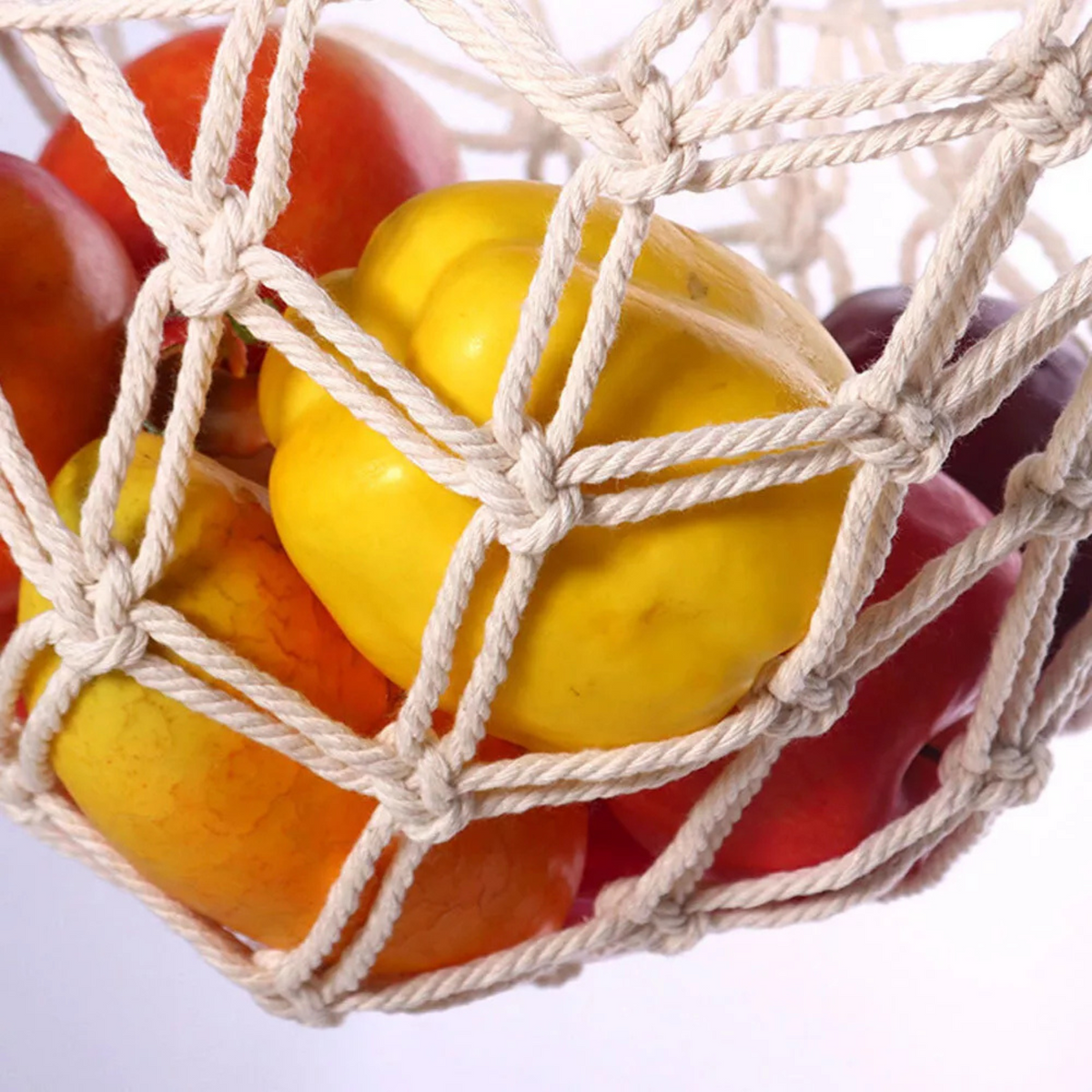 #2 + 4*Hooks Hammock Basket Woven Fruit Holder Net Space Saving Fruit Vegetable