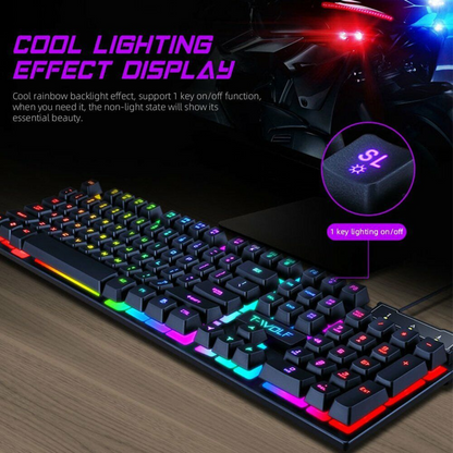 104 Keys Keyboard RGB LED Backlit Wired USB Mechanical Gaming For Windows PC