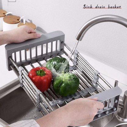 Kitchen Organizer Basket Dish Drying Rack Stainless Steel Storage Sink Drain