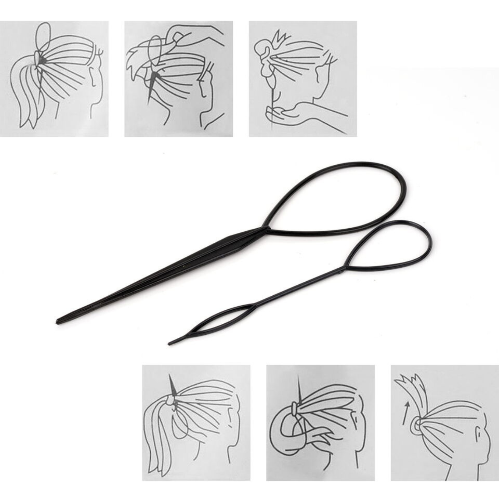 Clip Loop Ladies Girl Ponytail Maker Braid Hair Styling Tool 2PCS Set Topsy