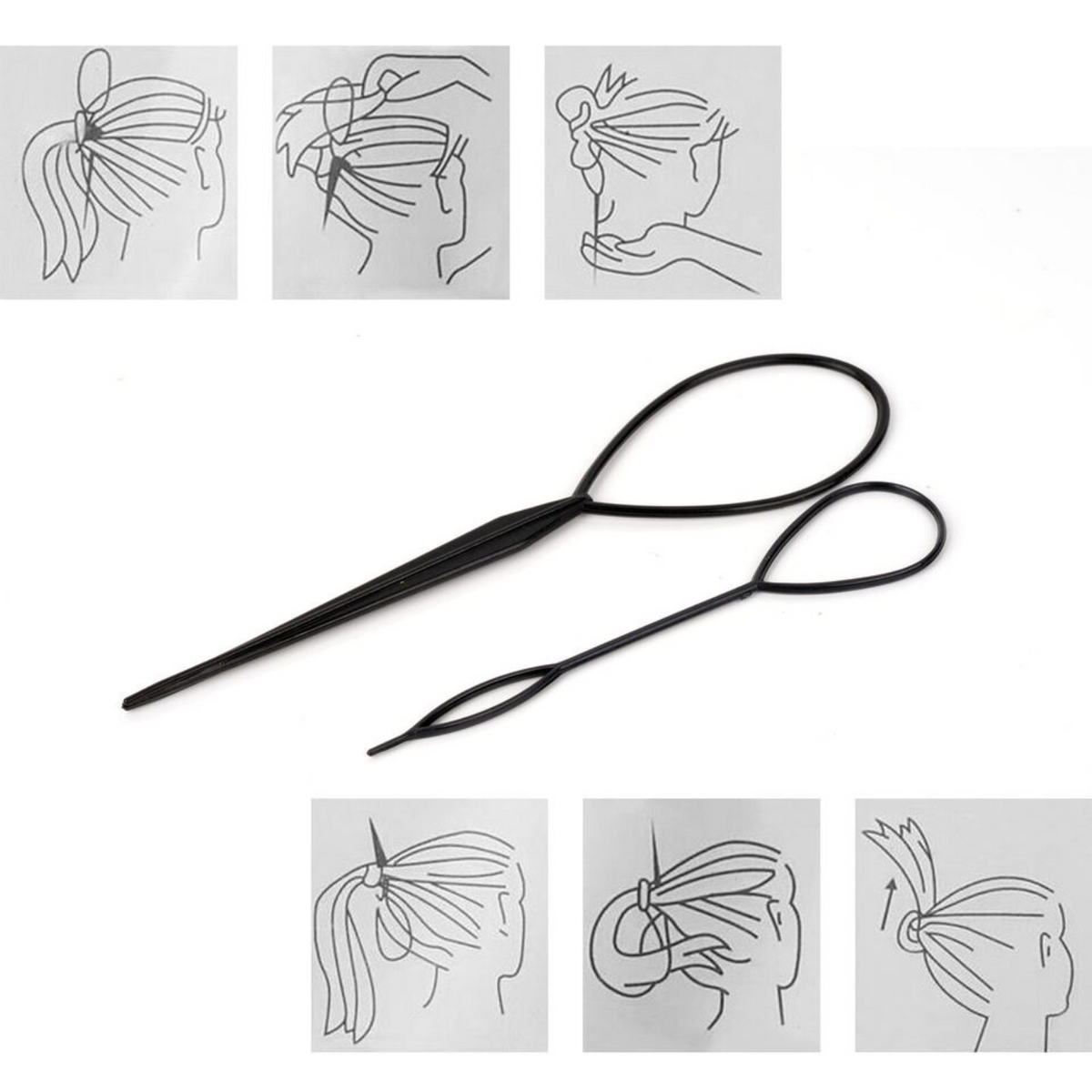 Clip Loop Ladies Girl Ponytail Maker Braid Hair Styling Tool 2PCS Set Topsy