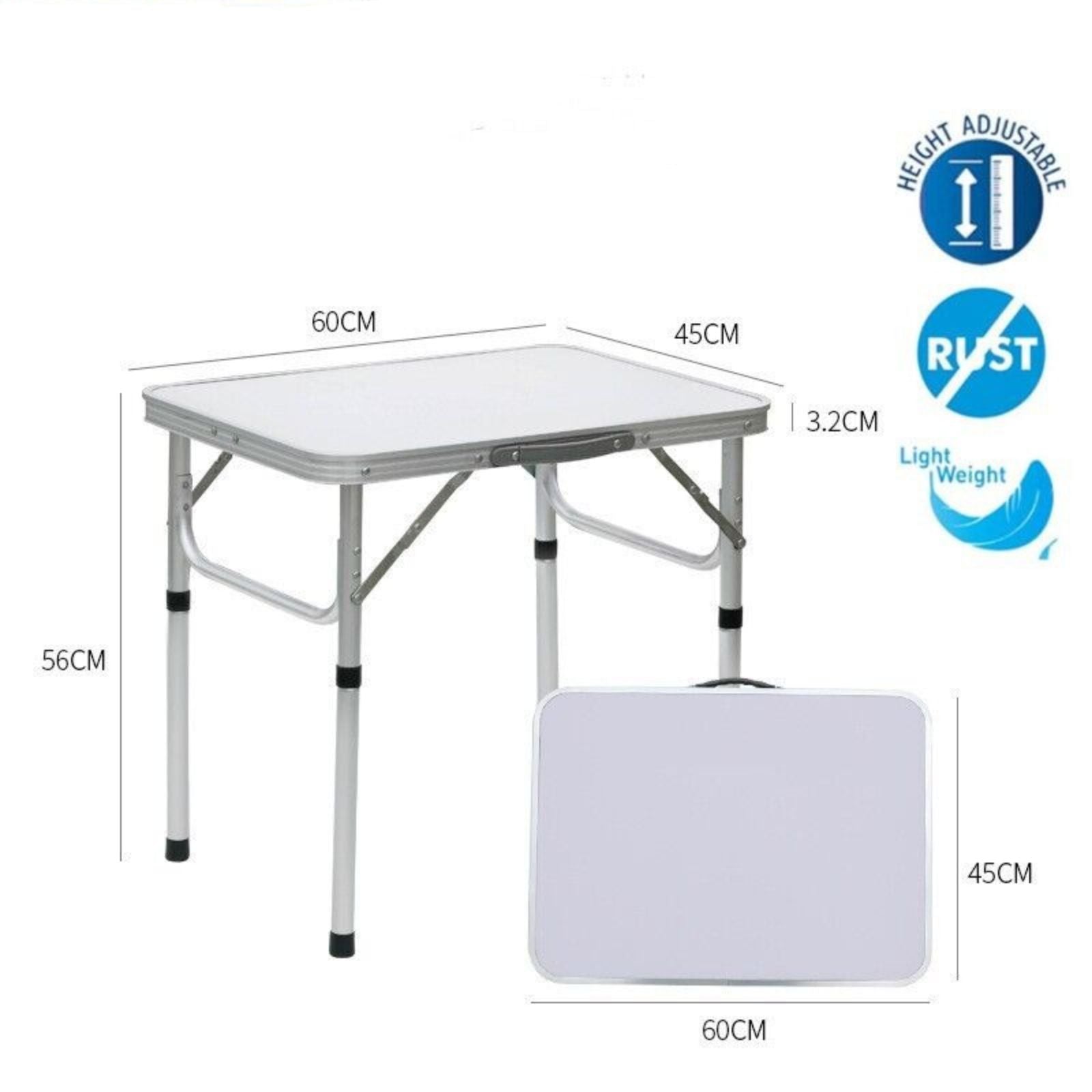 60cm Portable Folding Picnic Table Adjustable Camping Desk Outdoor