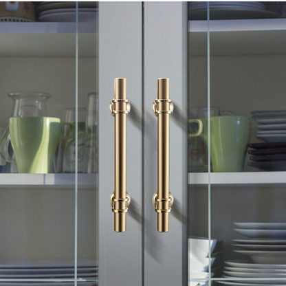 Gold Stainless Steel Kitchen Cabinet Door Handles Drawer Pulls Knobs 128mm