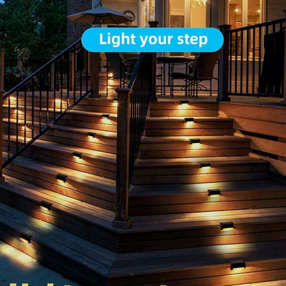 4pcs Pathway Stairs Step Fence Lamp Outdoor Solar LED Deck Lights Path Black