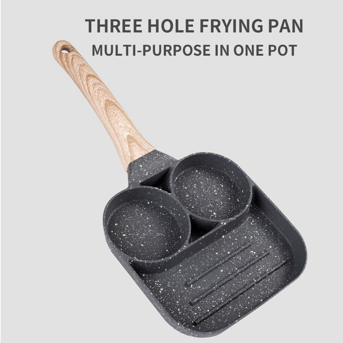 Non-stick Round Fry Egg Pancake Pan 3 Holes Frying Pan Giftbox