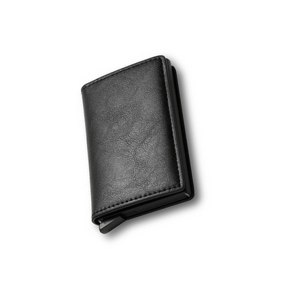 Black Leather Wallet Credit Card ID Holder Men's RFID Blocking Slim Purse