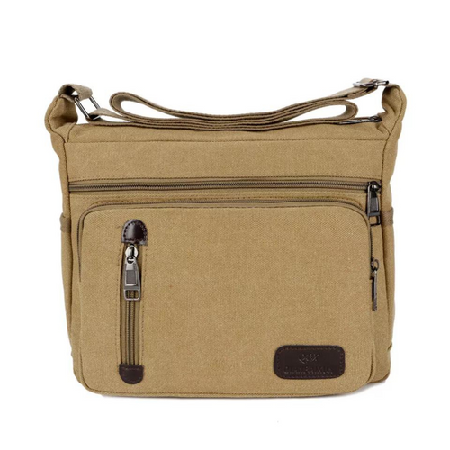Khaki Travel Man's Bags Crossbody Satchel Retro Men's Canvas Shoulder Bag
