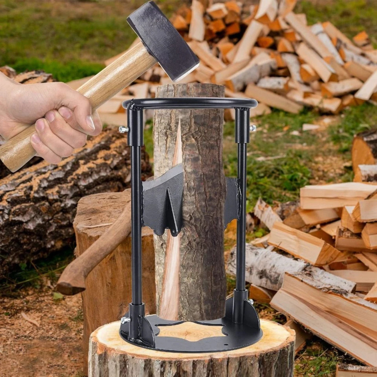 Cast Iron Heavy Duty Outdoor Manual Log Splitter Tool Firewood Kindling Splitter