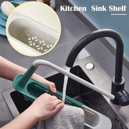 Expandable Drain Basket Organizer Telescopic Sink Rack Storage Holder Green